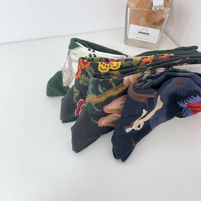 Tourtiwi - Vendita all'ingrosso Calzini - Unisex - Scorte di dipinti a olio astratti retrò di ritratti16