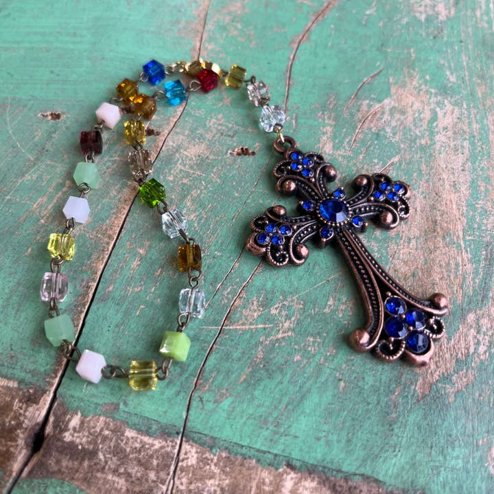 Love and Honor Jesus LLC - Wholesale Car Decorative Charm - Unisex - Jeweled Cross Car Blessing4