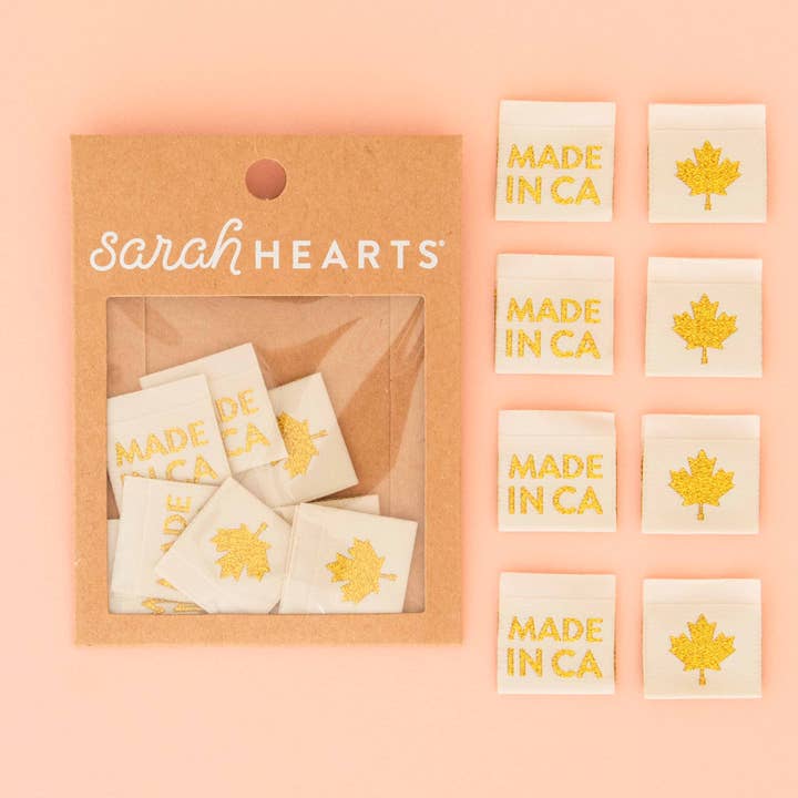 Made in Canada Gold - Sewing Woven Quilt and Garment Label for wholesale by Sarah Hearts