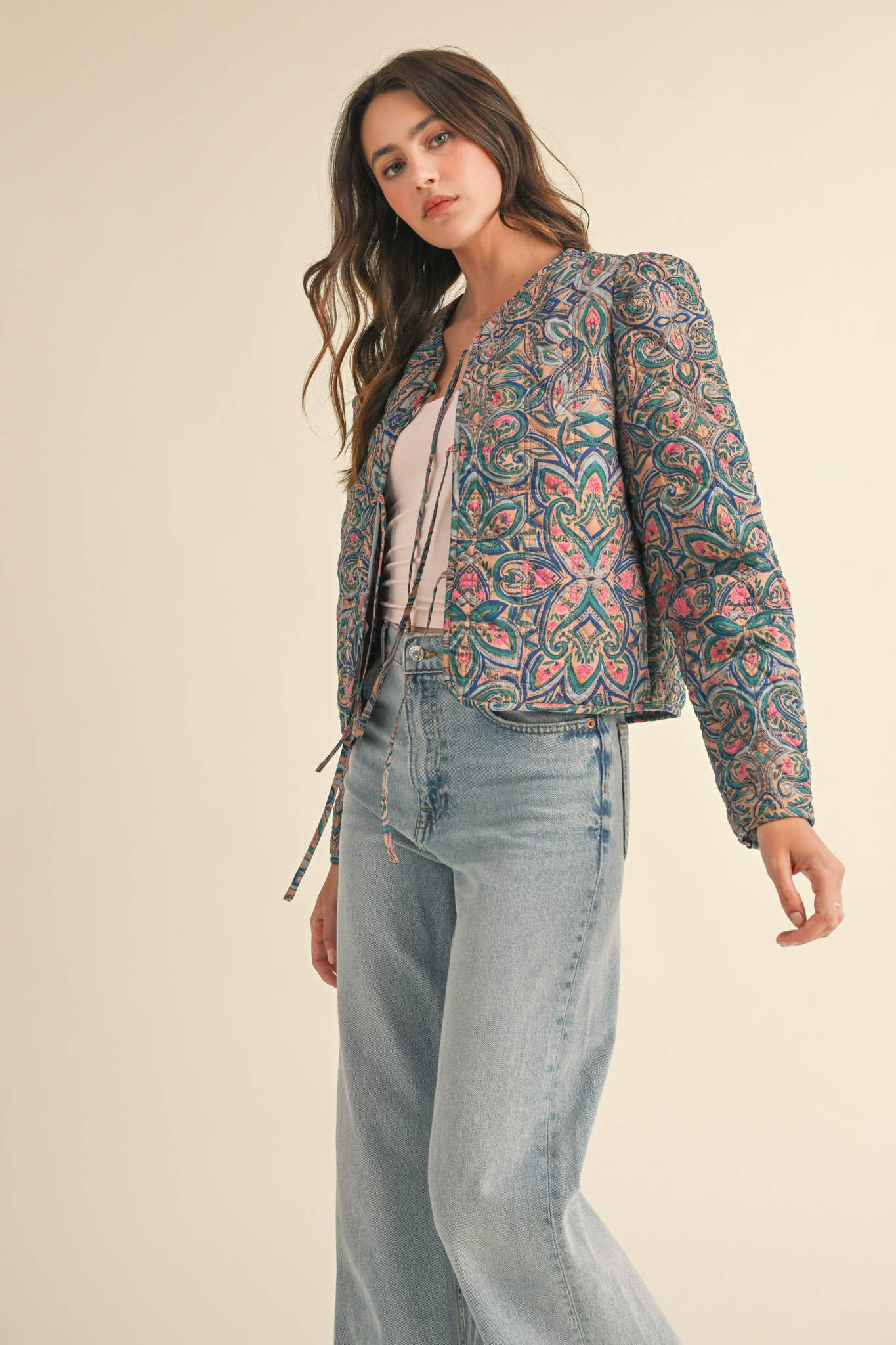 &MERCI - Wholesale Jacket - Women's - EXCLUSIVE PRINT QUILTED PAISLEY PRINT JACKET MJK36345