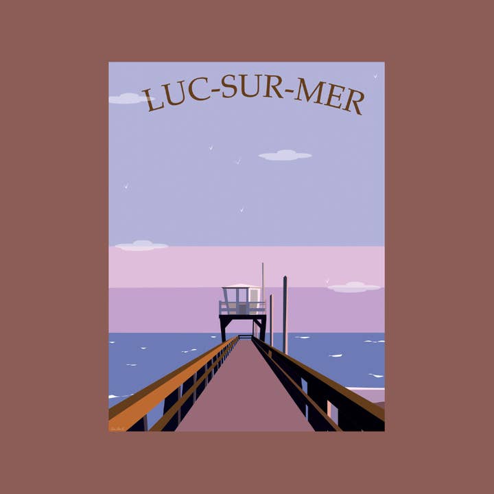 Illustration Luc-sur-Mer sunset 30x40cm for wholesale by Esprit Cottage