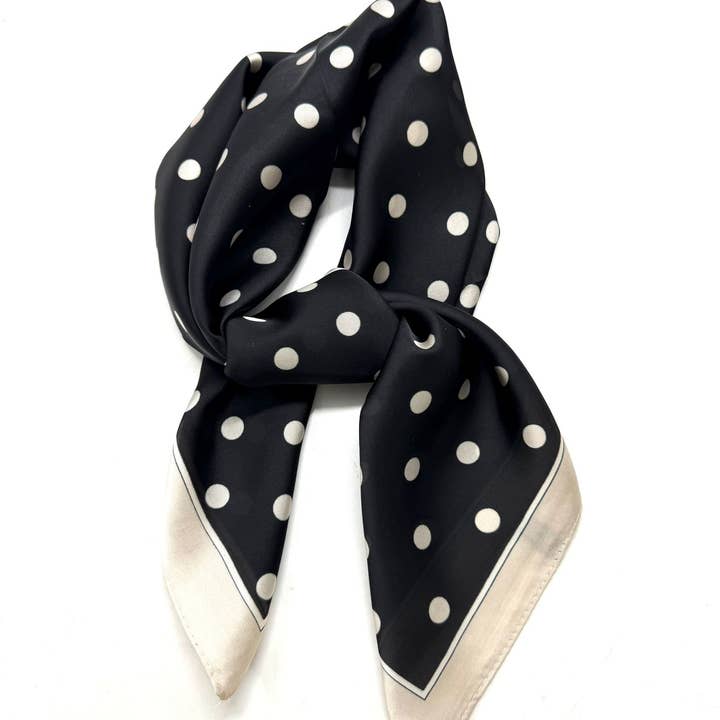 LINETA - Wholesale Scarf - Women's - D-307 Scarf touch silk 70x70 polka dot pattern4