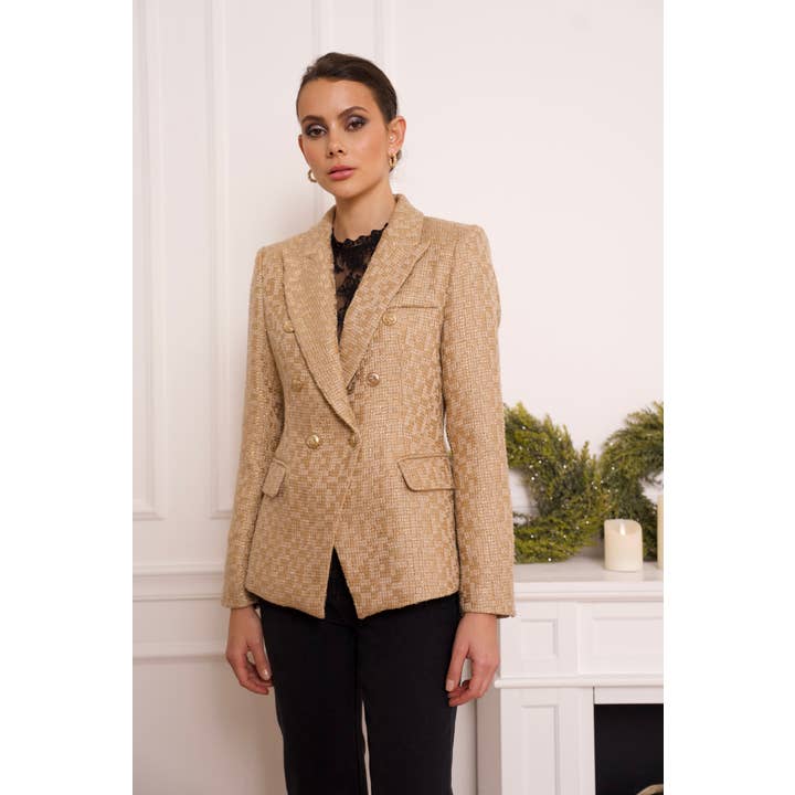 Attentif Paris - Wholesale Blazer – Women's - Slim tweed blazer jacket with gold stripes19