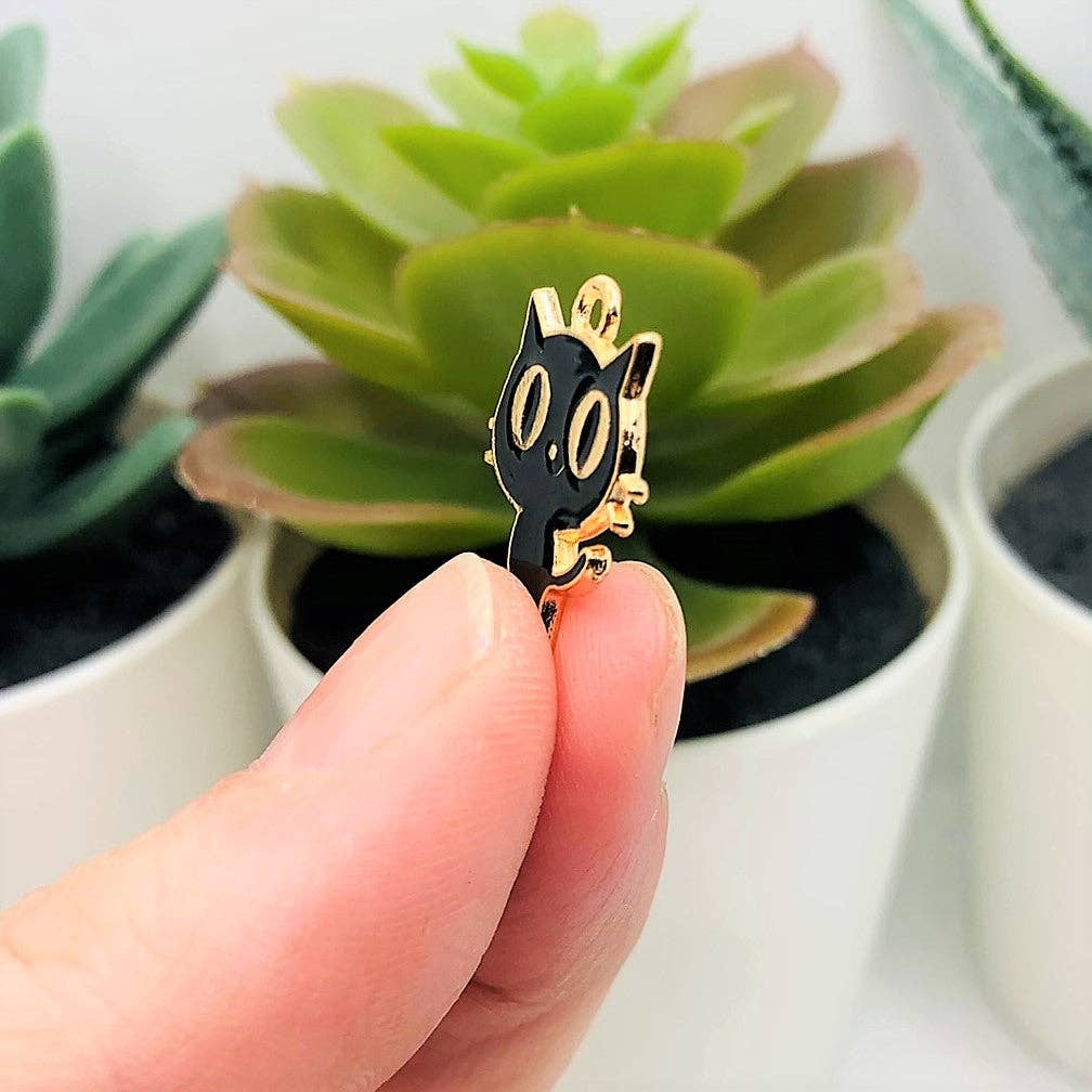 Guerrilla Charm - Wholesale Individual Charm/Pendant - Black Enamel Cat Charms, 19x15mm3