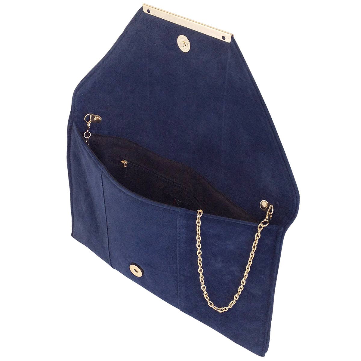 JNBFASHION.COM - Wholesale Clutch Bag - Women's - Faux Microsuede Envelope Clutch - Gold Metal Hardware9