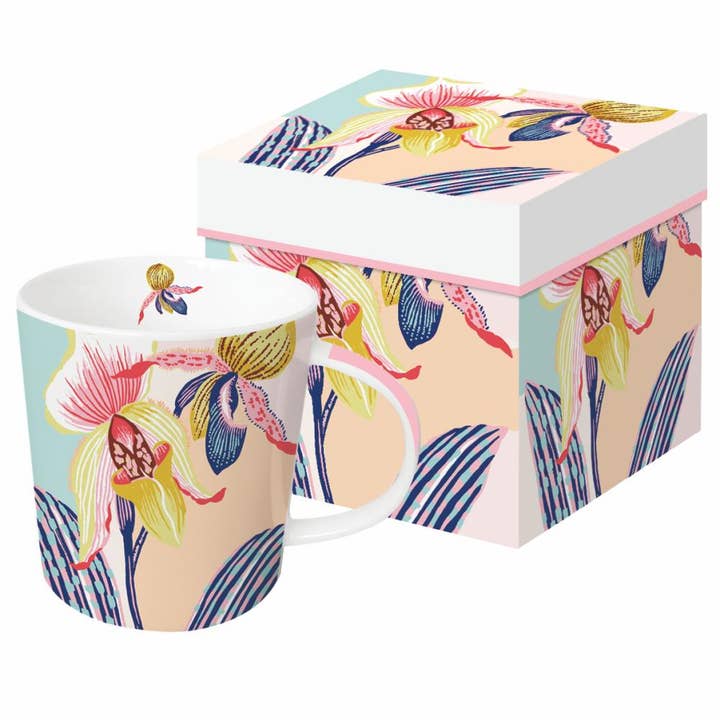 MUG IN GIFT BOX-PARADISIO ORCHIDS for wholesale by Paperproducts Design • Ambiente