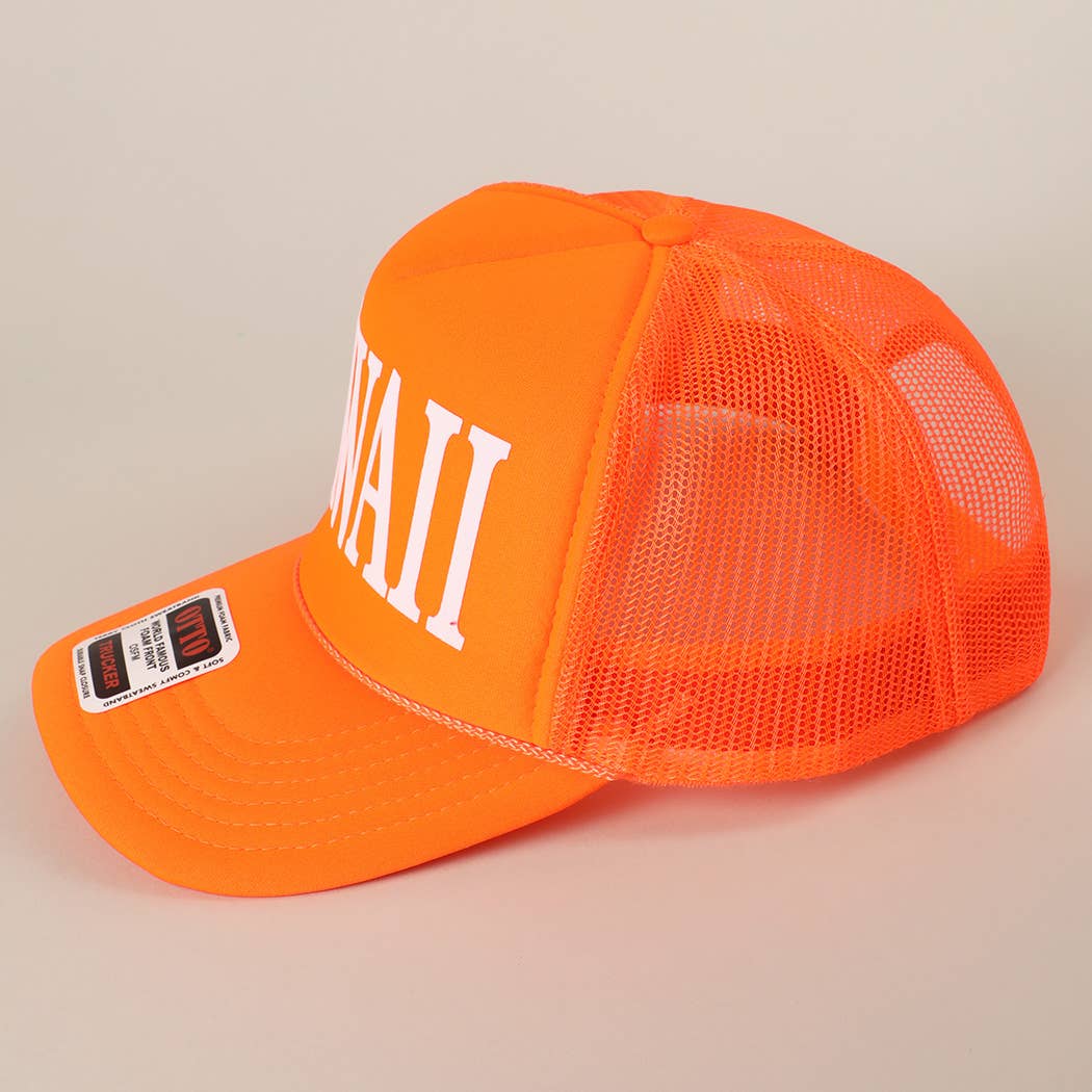 Fashion City - Wholesale Trucker Hat - Unisex - HAWAII Text Printed Mesh Back Foam Trucker Hat5