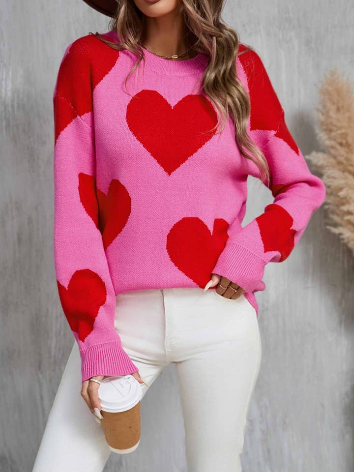 Round Neck Heart-shaped Pullover Sweater for wholesale by Wholesalesir