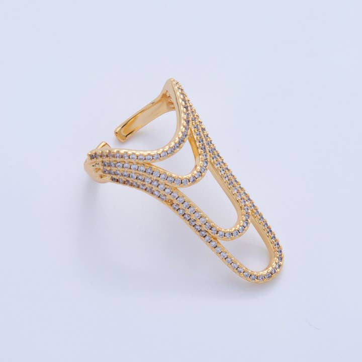 18K Gold Filled Micro Paved CZ Multiple Curve Drip Band Ring | O1722 for wholesale by Aim Eternal