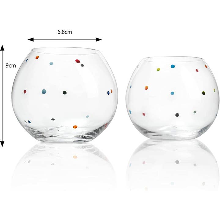 The Wine Savant / Khen Glassware - Wholesale Wine Glass - Polka Dot Set of 2 Stemless Bubble Wine Glasses 16 oz