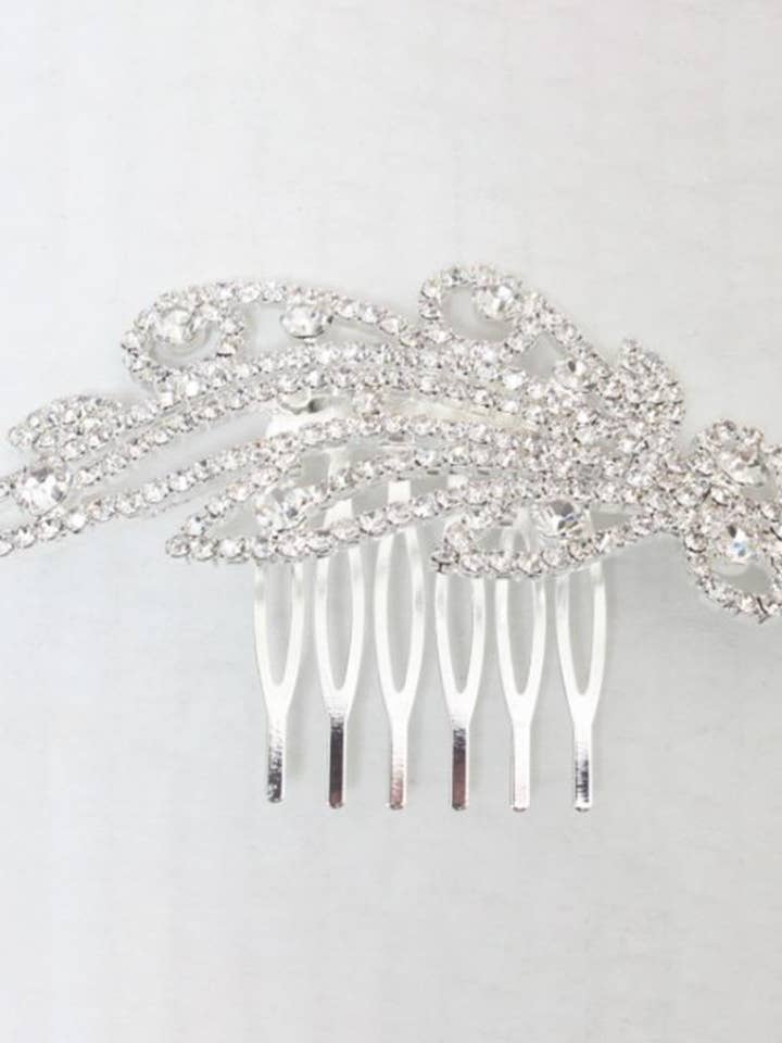 LEAF PATTERN RHINESTONE HAIR COMB H-3976 for wholesale by anbfashion