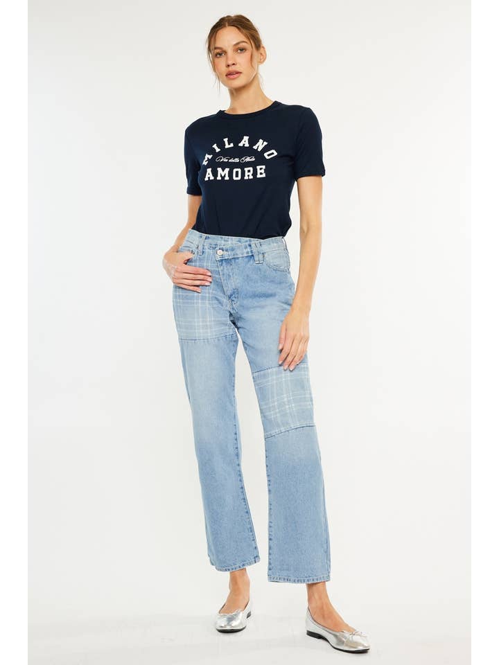 LIGHT 90’S CRISS CROSS BOYFRIEND JEANS-KC7990L for wholesale on Faire