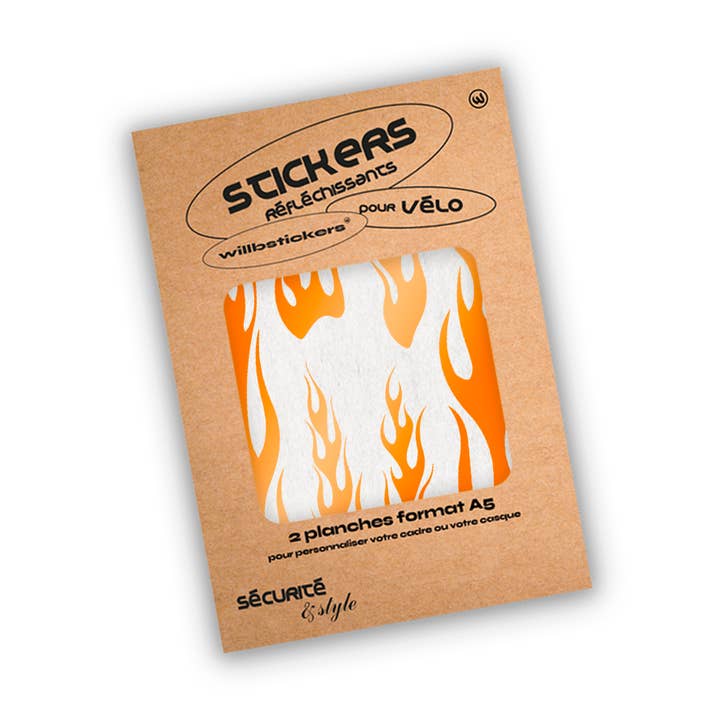2 Sheets of Reflective Stickers “FLAME” for wholesale by WILL B STICKERS