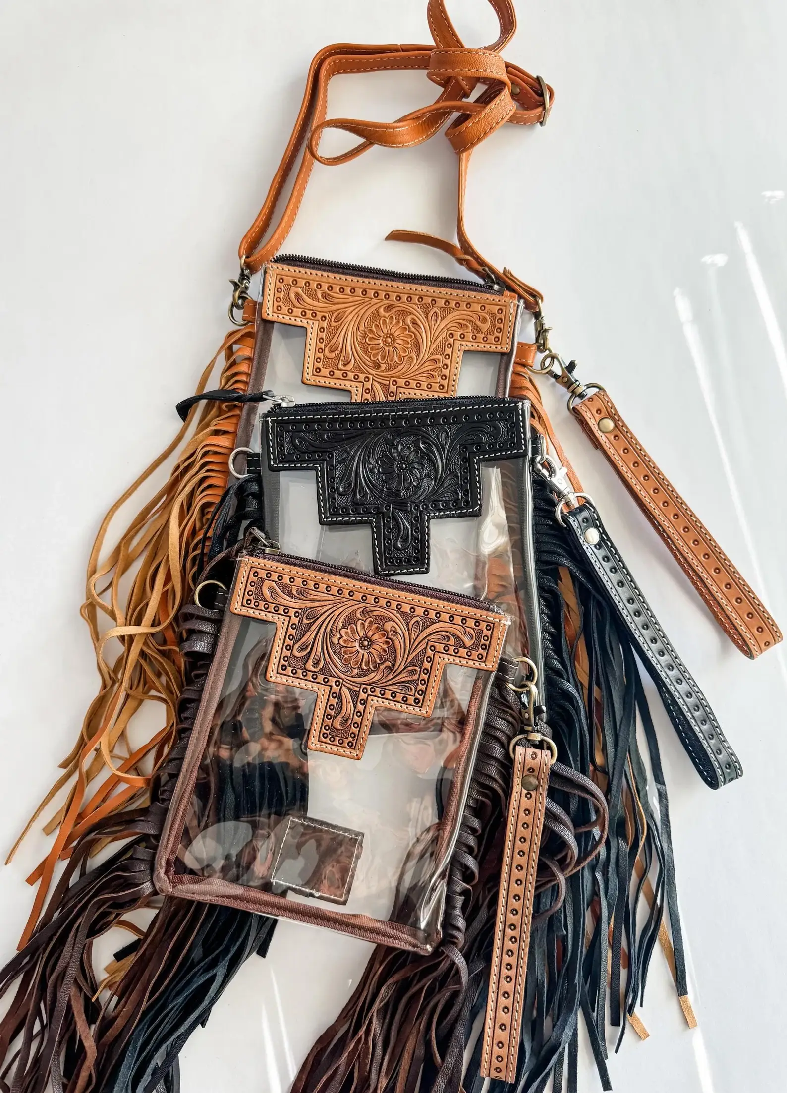Boho Ranch Shop - Wholesale Crossbody Bag - Women's - SHAYNE SMALL - Hand Tooled Clear Crossbody Concert bag4