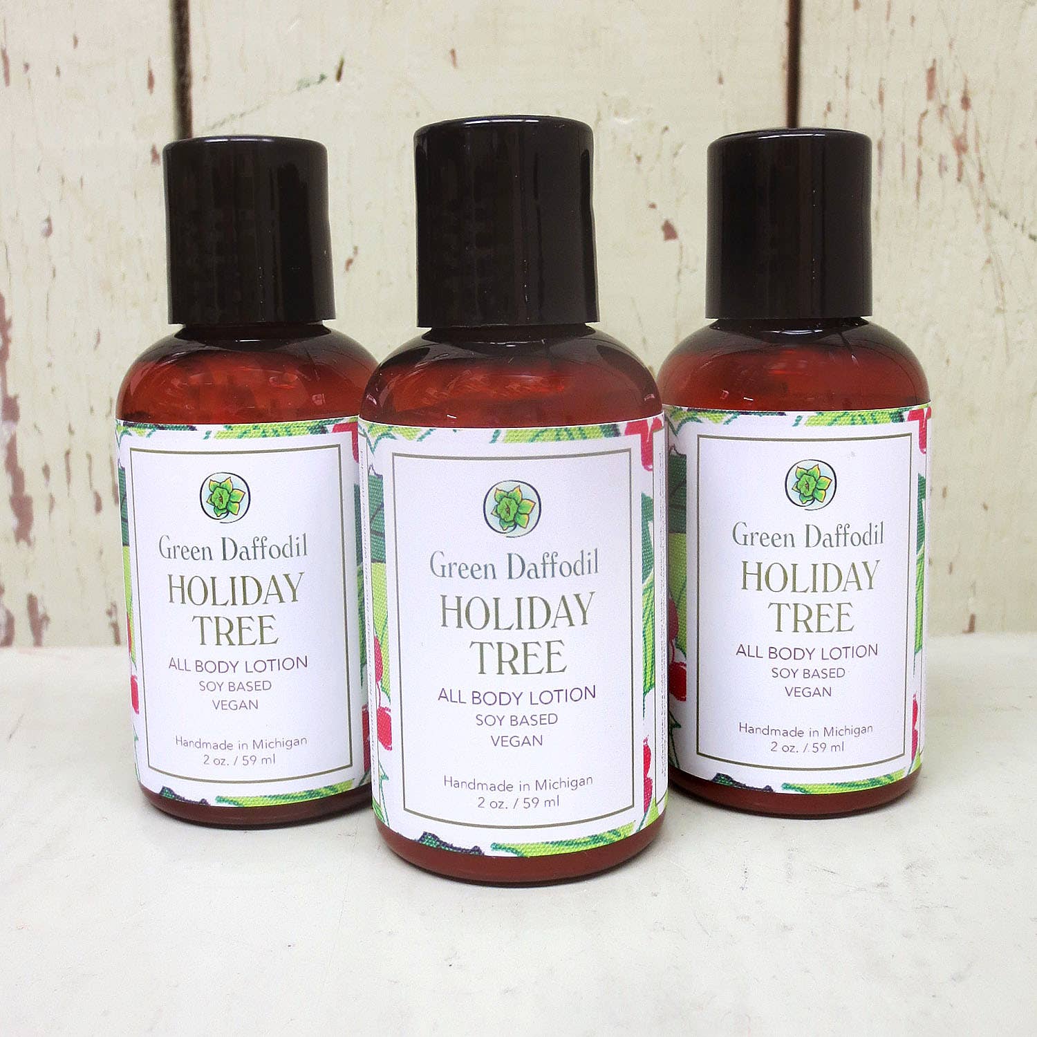 Green Daffodil Bath & Body - Wholesale Hand & Body Lotion - Holiday Tree Mini Soy Lotion Bottle - Stocking Stuffers1