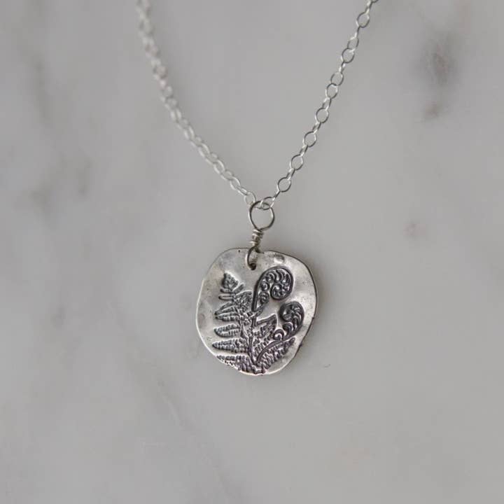 Solid Silver Fern Necklace for wholesale by Sojourn Well