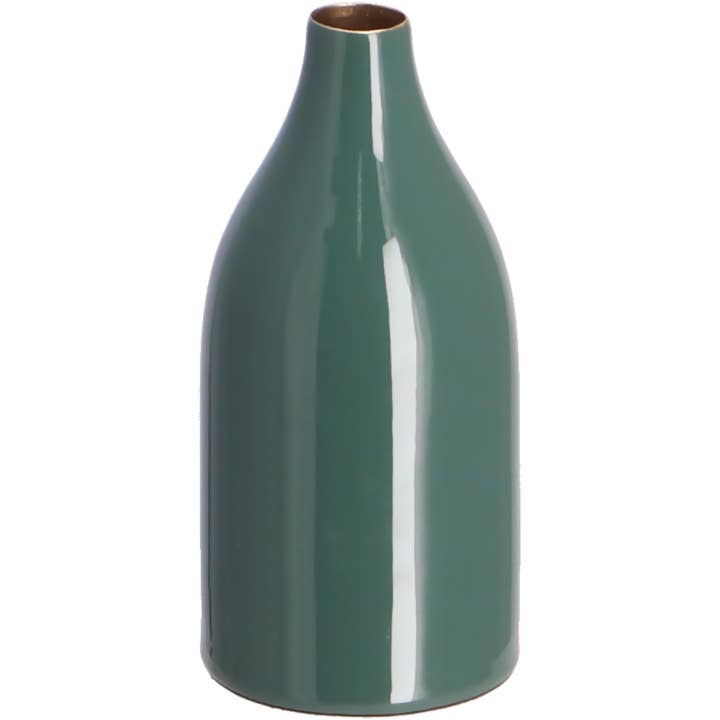 Metalen vaas Agna, D7,5 cm, H12cm, buitenkant glanzend emaille voor wholesale door Vosteen