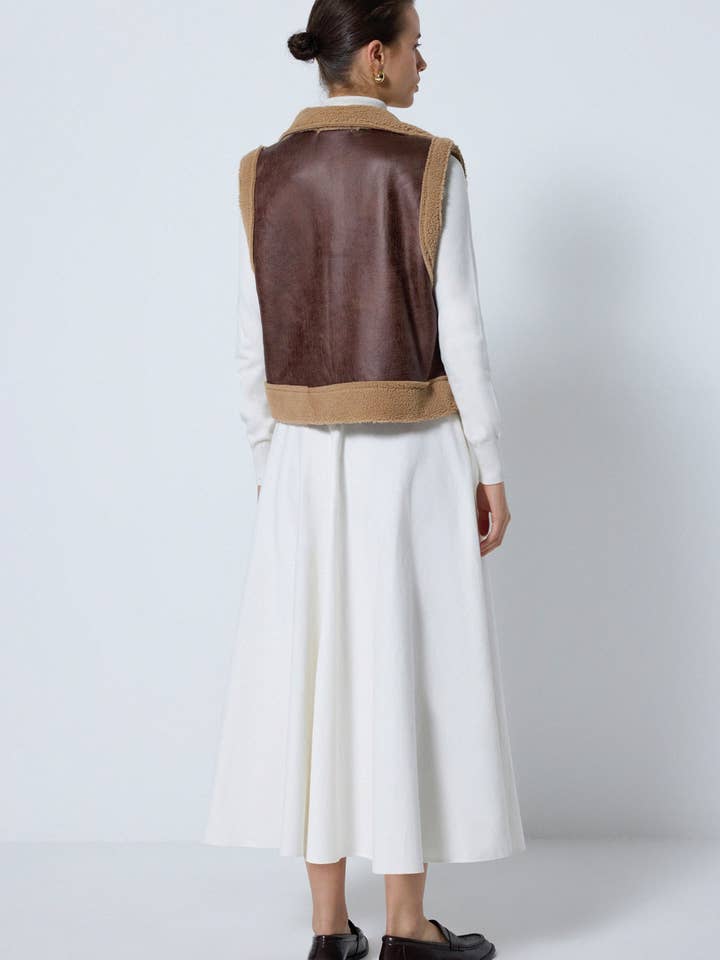 Ac Kahve LEATHER DETAILED EMBROIDERED WEST for wholesale on Faire1