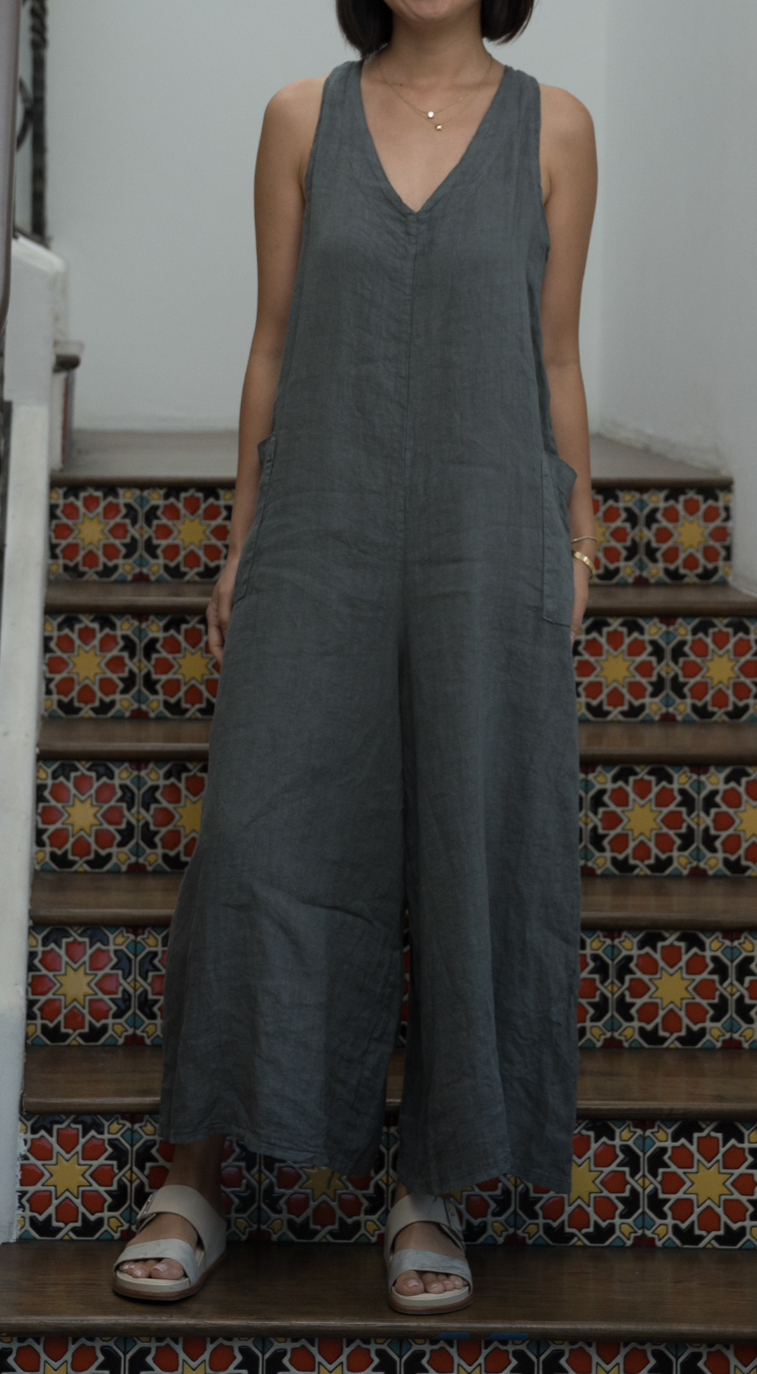 Merci Marie - Wholesale Jumpsuit - Women's - Linen Racer Back Jumper #1971210