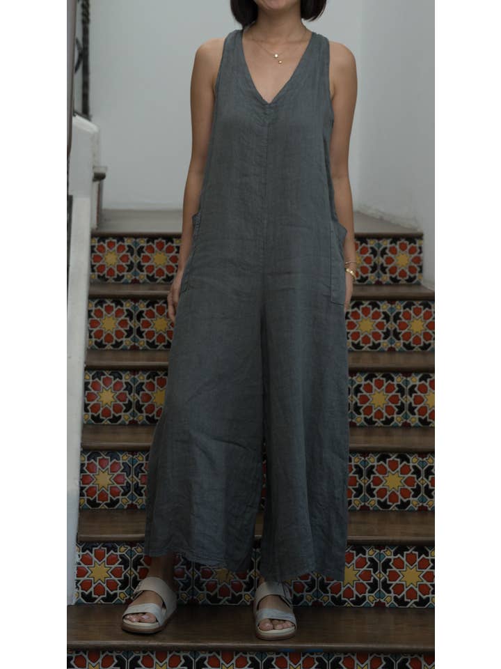 Merci Marie - Wholesale Jumpsuit - Women's - Linen Racer Back Jumper #1971210