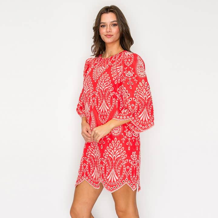 LoveWednesday - Wholesale Dress - Women's - Valencia Embroidered Mini Dress - LWD33924