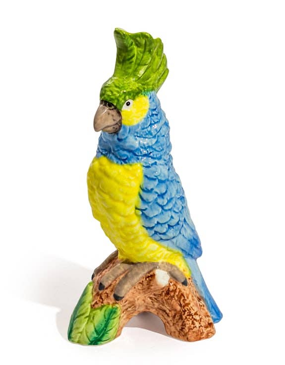 McGowan & Rutherford Ltd - Wholesale Vase - Blue & Yellow Parrot on Perch Ceramic Vase