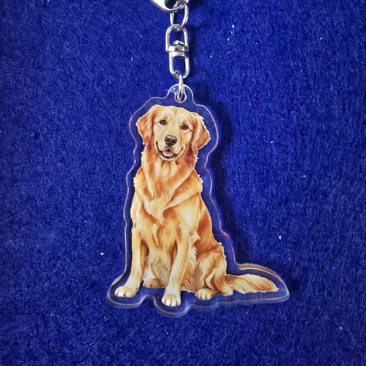 Golden Retriever Watercolor Style - Acrylic Keychain for wholesale by Designs by Mysh