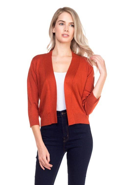 Newself Collection - Vente Cardigan – femme - Cardigan basique manches 3/4 ouvert devant léger13