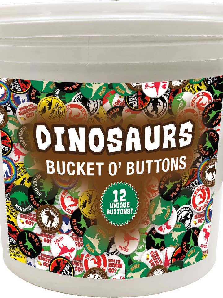144 Unit Bucket o' Buttons - Dinosaurs for wholesale by Great Stuff Novelties (GSN) by NMR Brands