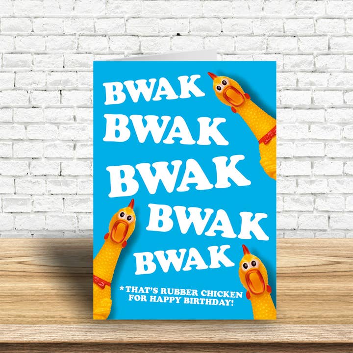 Dean Morris Cards - Wholesale Birthday Card - Bwak bwak rubber chicken Greeting Card