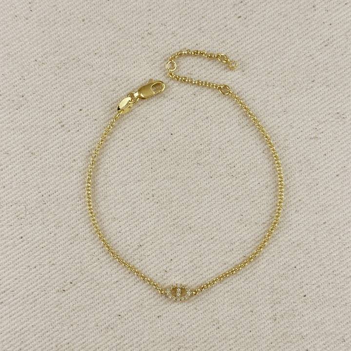 18k Gold Filled CZ Mariner Link Detail Bracelet for wholesale by GoldFi