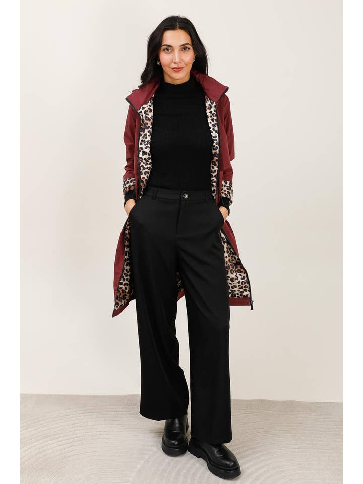 Attrait Paris - Wholesale Windbreaker - Women's - Leopard lined waterproof long jacket14