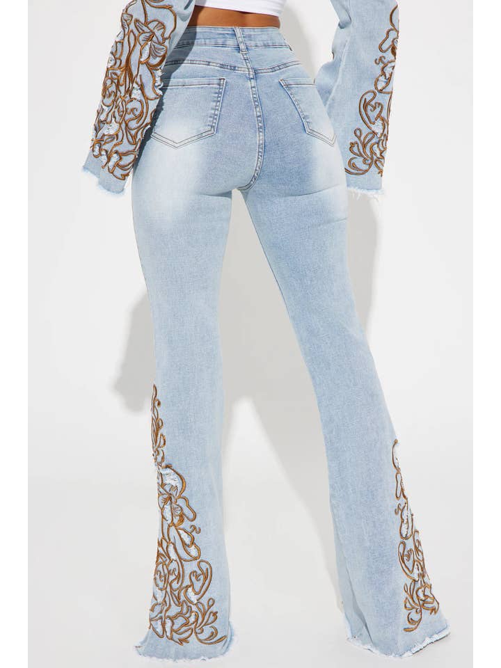 Purple Candy Jeans - Wholesale Jeans - Women's - Flare Embroidered Denim Jeans1