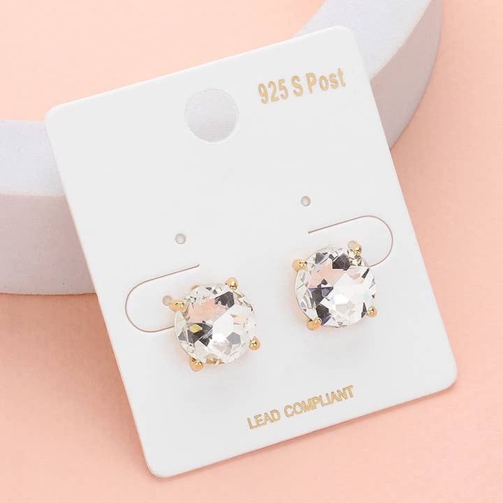 Sensibling Corp. - Wholesale Stud/Post Earrings - Round Stone Cushion Stud Earrings