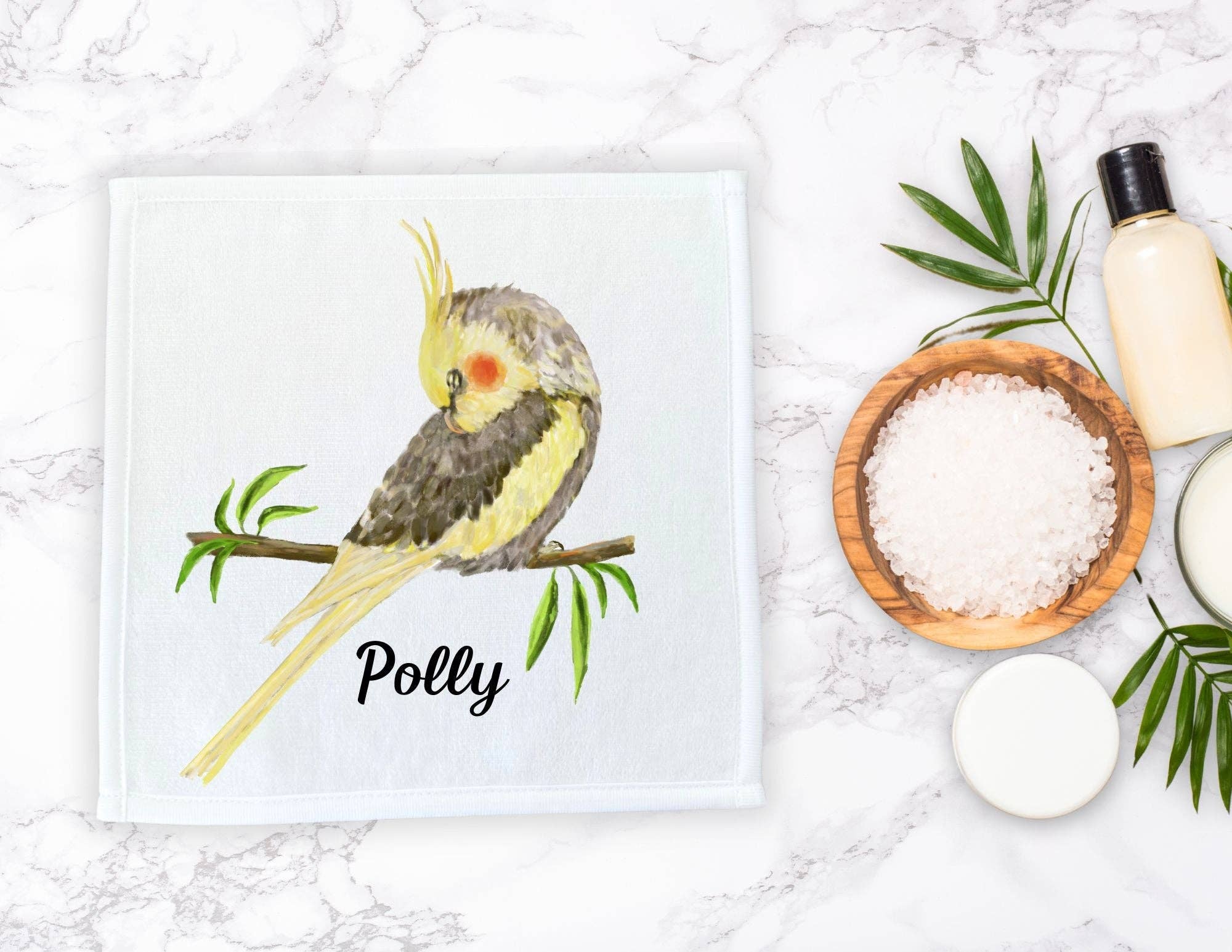 MerikaArt - Wholesale Wash Cloth - Yellow Cockatiel Washcloth5
