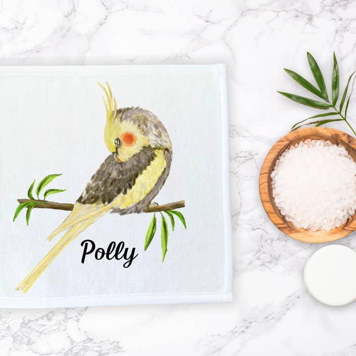 MerikaArt - Wholesale Wash Cloth - Yellow Cockatiel Washcloth5