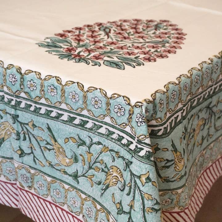 "Jaipur" printed cotton rectangular tablecloth for wholesale by Claire Beaugrand