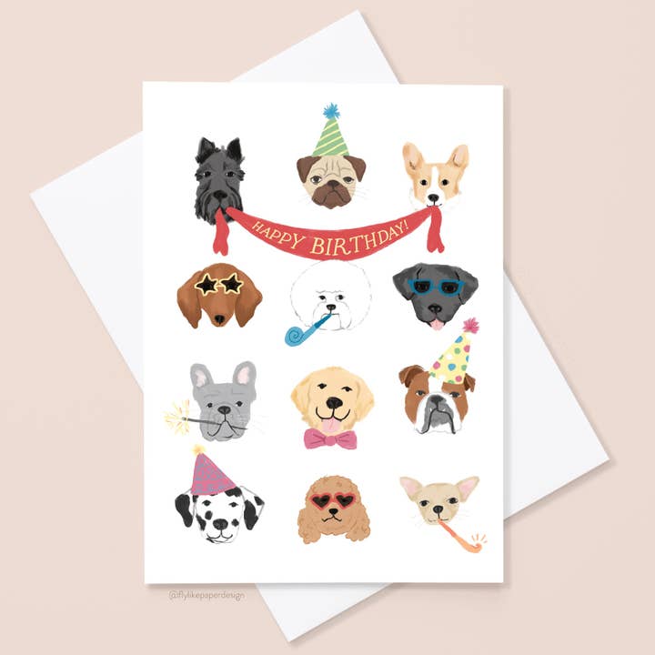 Dogs Birthday Card for wholesale by Fly Like Paper Design