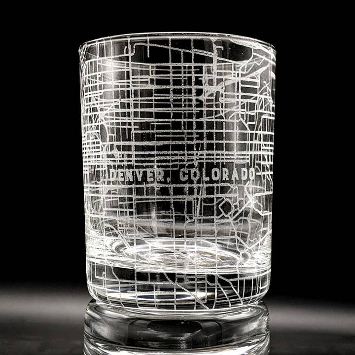 DENVER CO gegraveerd whiskyglas | Of kies je eigen kaart! voor wholesale door LumEngrave