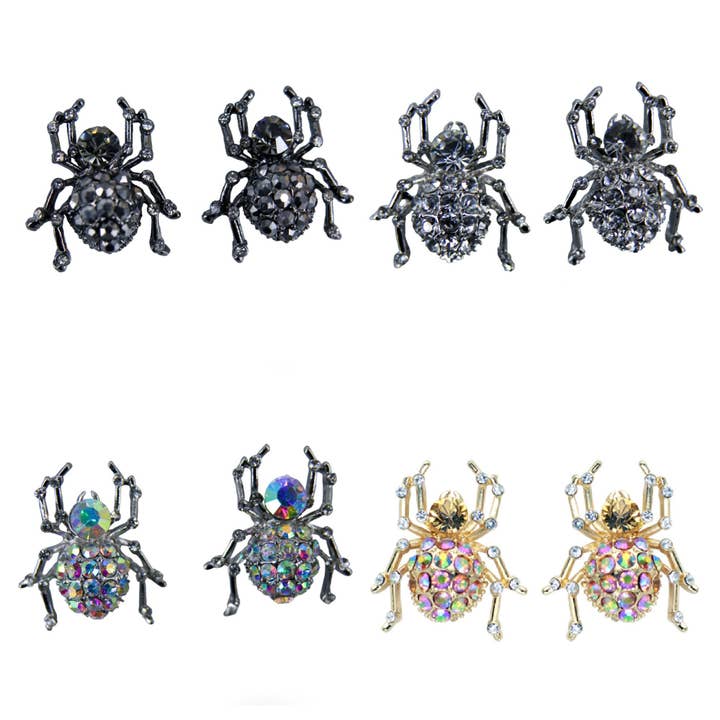 Western Fashion - Wholesale Stud/Post Earrings - Rhinestone Spider Earring - Stud -