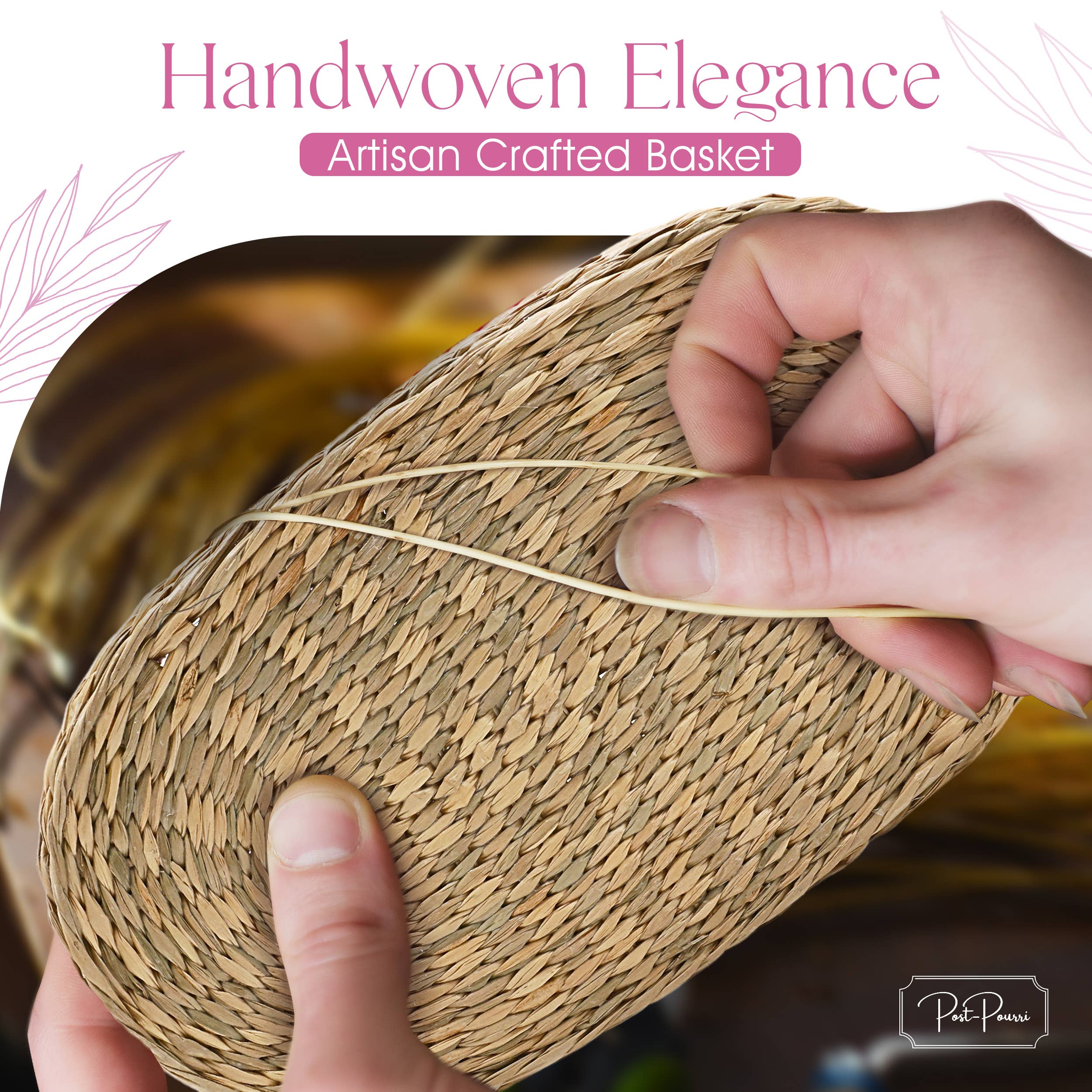 Post-Pourri – wholesale Basket – SEAGRASS BIKE BASKET - Coastal Blue4