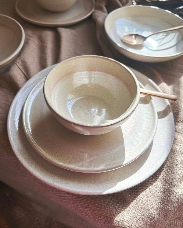 Los Artisans - Wholesale Dinnerware Set - Beige & Off-White Dinner Set | Pearl Iridescent Accents2