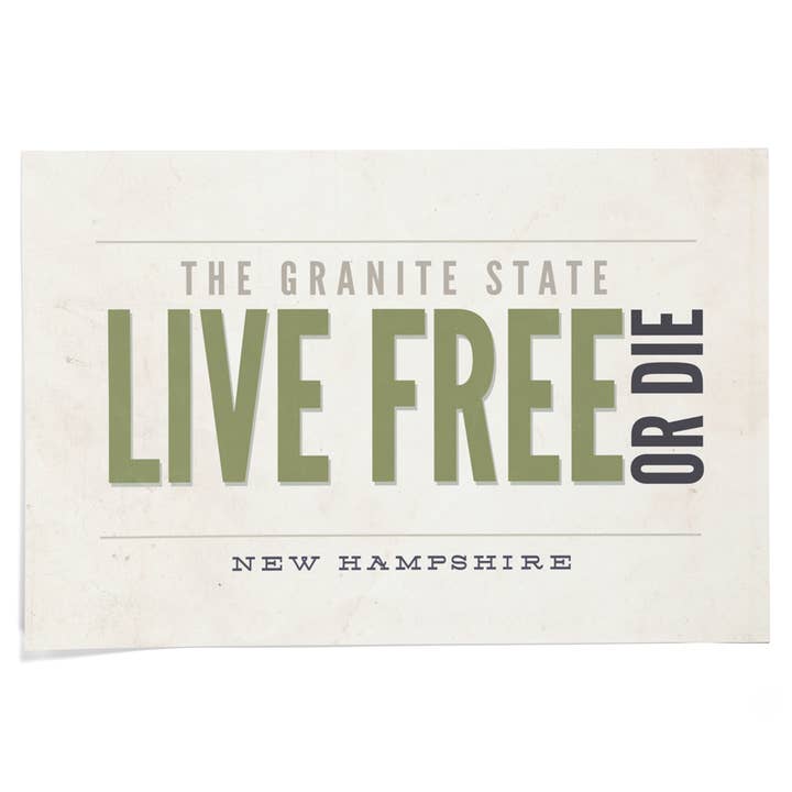 GICLEE PRINT Live Free Die Granite State New Hampshire for wholesale by Lantern Press