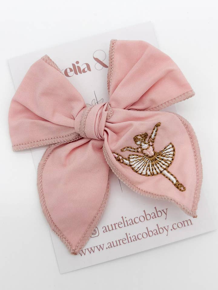 Kids Hair Bow Ballerina Dancer Lined Clip for wholesale by Aurelia & Co. Baby