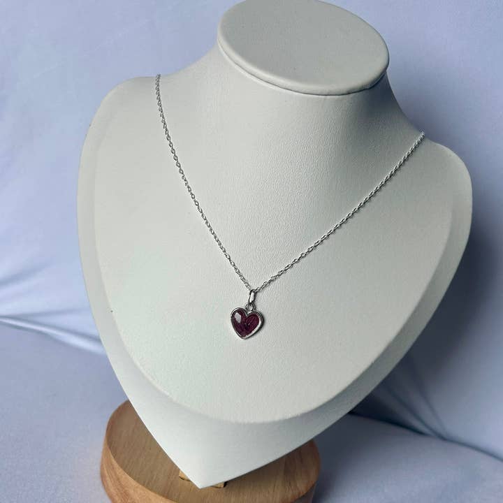 Crushed Poppy Heart Necklace for wholesale by Chloe May Creations