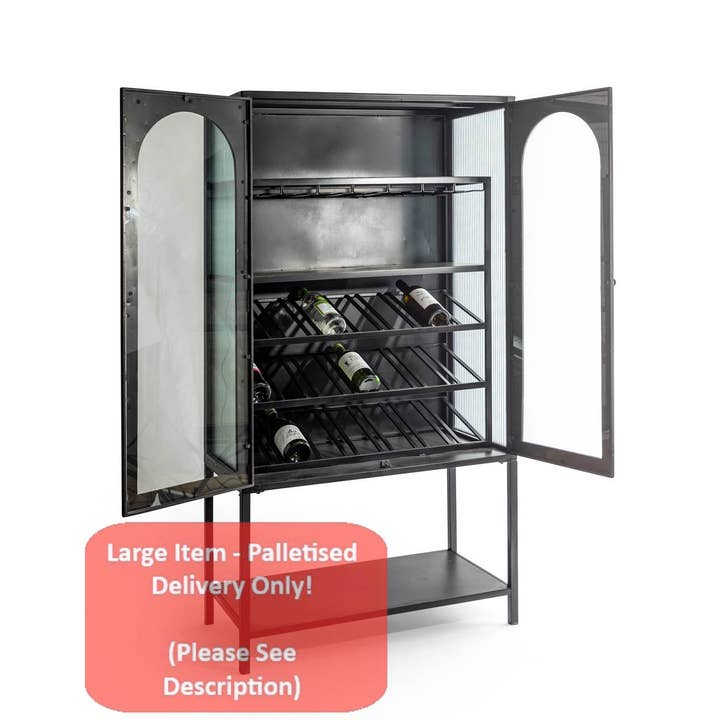 McGowan & Rutherford Ltd - Wholesale Cabinet - Black And Antique Gold "Orwell" Wine Storage Cabinet1
