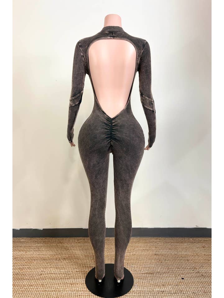 Dalia Studio - Vente Combinaison – femme - COMBINAISON DOS OUVERT À CHEVRON LAVAGE MINÉRAL12