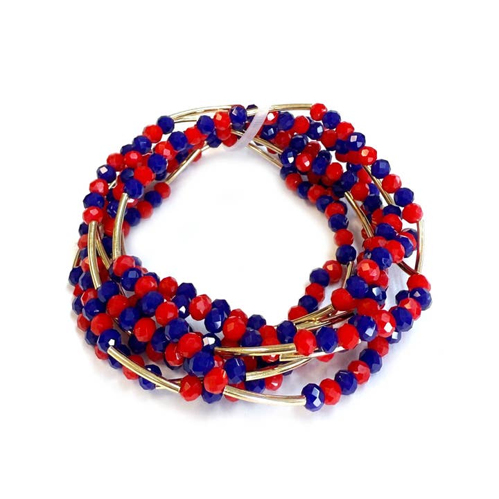 StarryNYC - Wholesale Beaded Bracelet - 5pcs Multi Line Glass Beaded Stackable Stretch Bracelets8