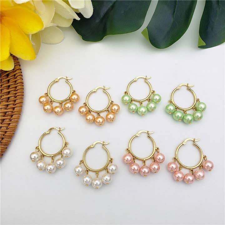 Zigeunerhoepeloorbellen met parels voor wholesale door S&T Collections