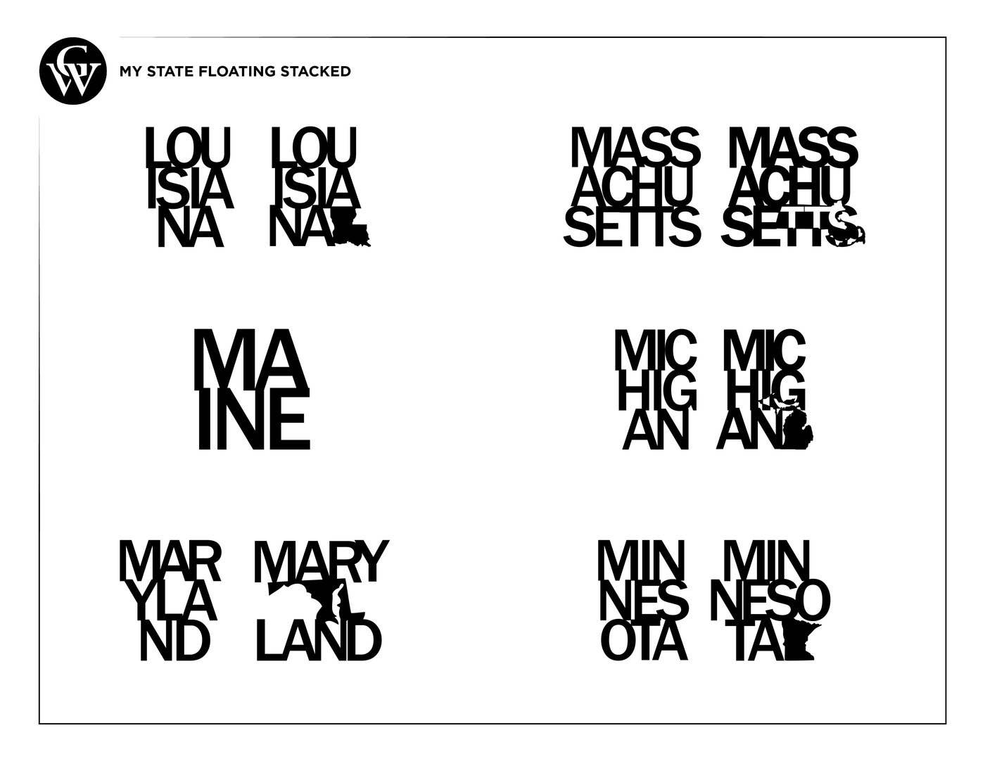 Grainwell - Wholesale Sign - State Name Floating Stacked5